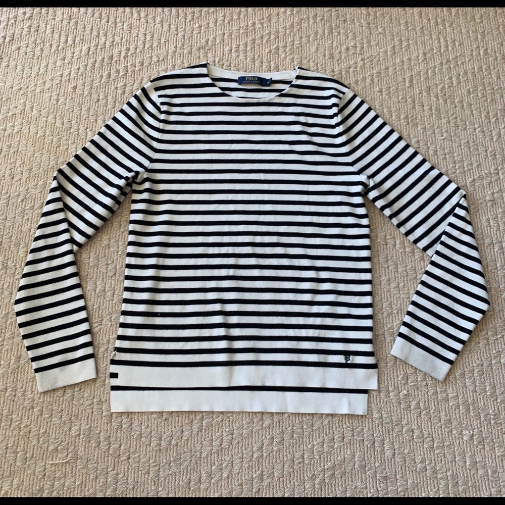 Black and white scoop neck sweater